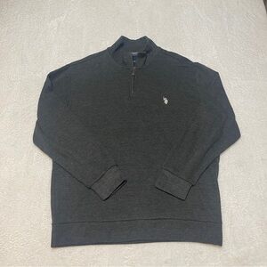 US‎ Polo Assn. Men’s Quarter Zip Men's Dark Gray Pullover Sweater XL Preppy